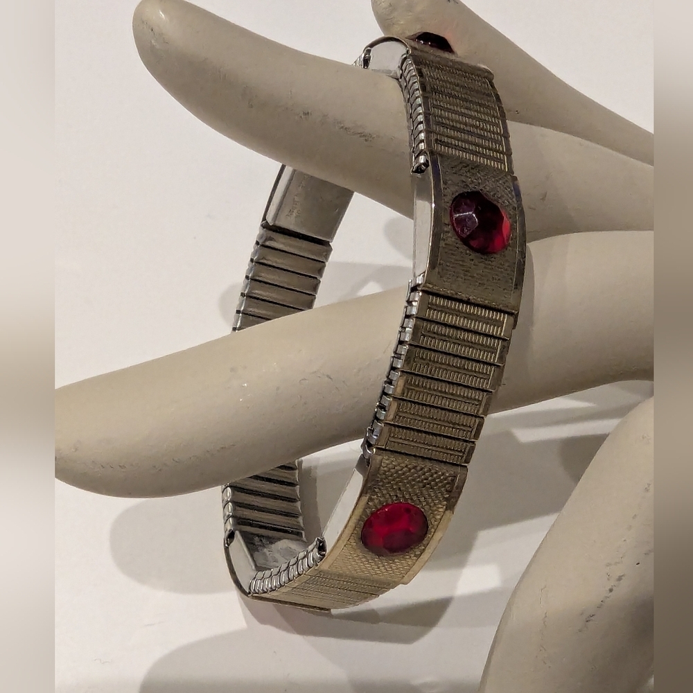 Vintage Japanese Magnetic Stainless Steel Expandable Bracelet Gold tone
